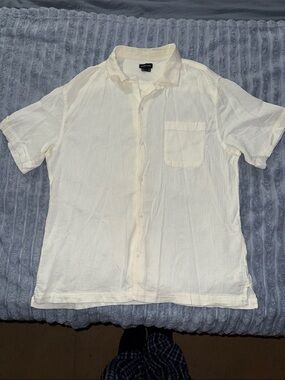 Urban Outfitters Men’s Casual Short-Sleeve Button-Down Shirt - White